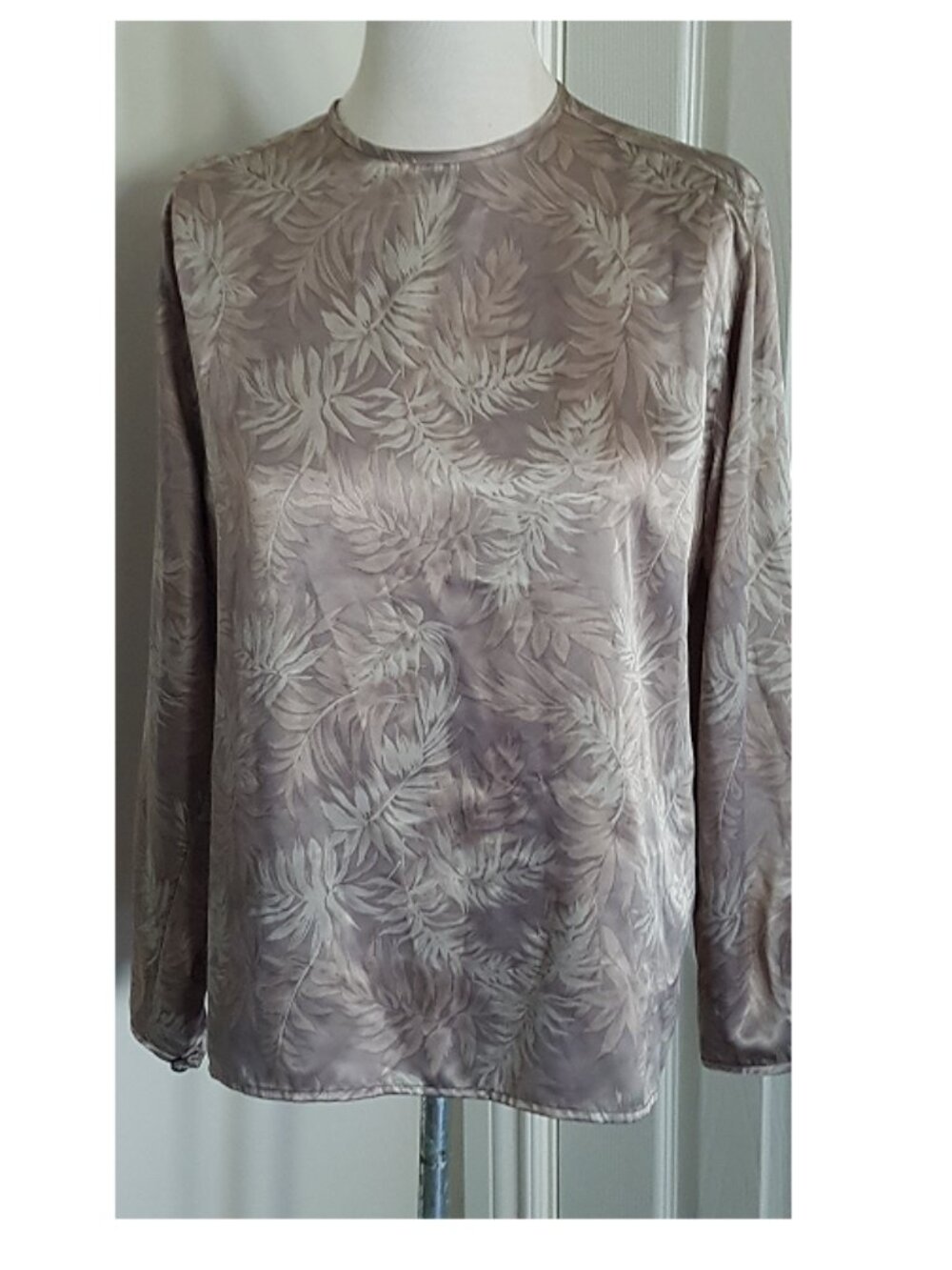 Vintage Rena Rowan For Saville Women's Blouse Satin Silk Size 6 Beige